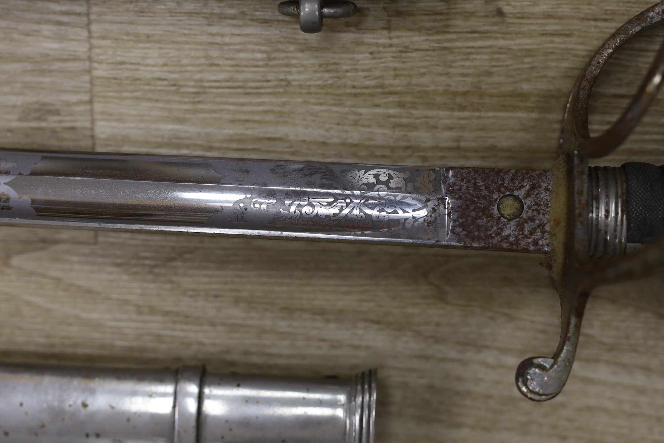 A Royal Artillery officers sword and a Hamburger Rogers & co. 1845 pattern officers sword. Both with scabbards